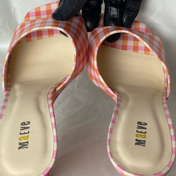 NWOT Maeve Gingham Square Toe Wedge Heels Size 7 - Picture 6 of 15